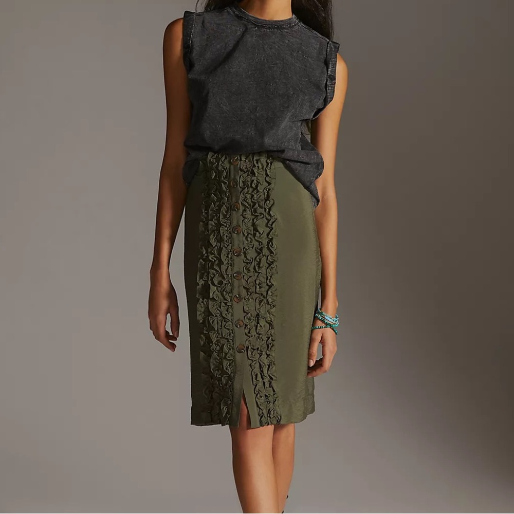 Maeve Ruffle-Front MIDI Skirt